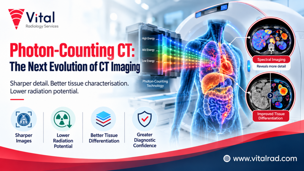 Photon-Counting CT imaging technology for sharper medical images, improved tissue differentiation, and lower radiation potential.